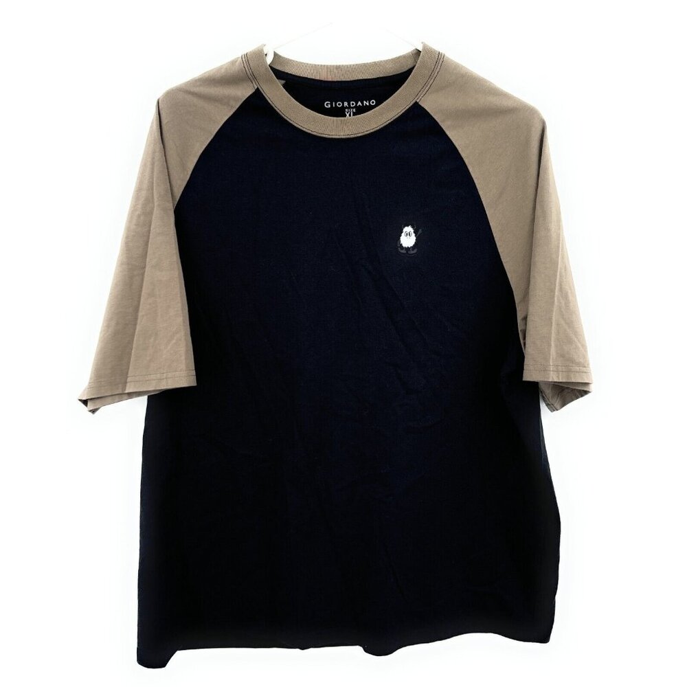 Giordano‎ Black Tan T Shirt Embroidered Mens Sz XL